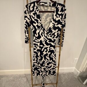 Diane Von Furstenburg Black and White Wrap Dress